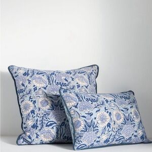 Anthropologie 12”x18” Cotton Block Print Pillow